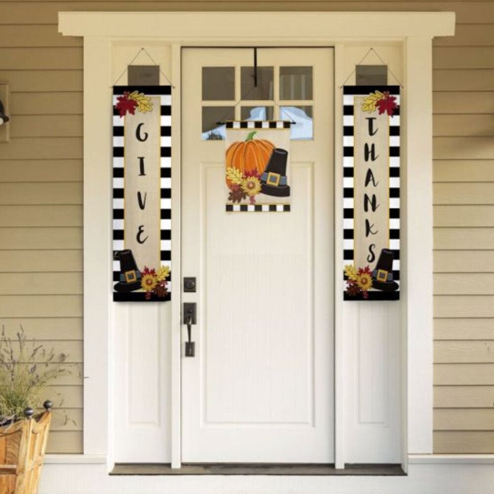 Thanksgiving / Fall GIVE THANKS Door Banner Kit 3-pcs by Evergreen 2DBK1782